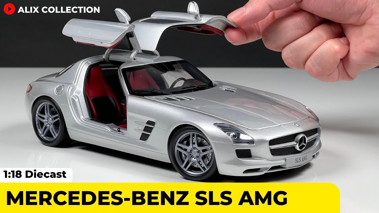 Unboxing of Mercedes Benz SLS AMG 1:18 Diecast Model Car by Minichamps (4K)