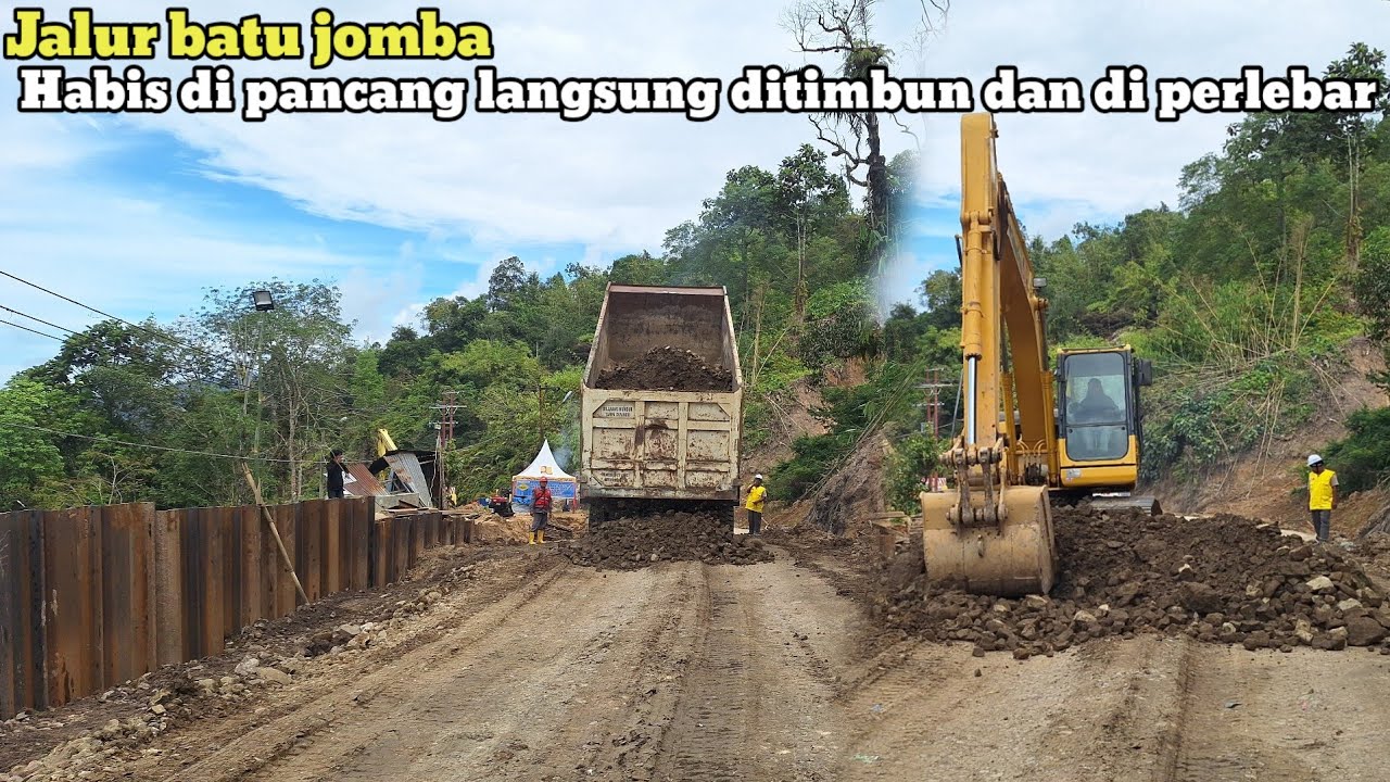 Jalur batu jomba‼️Habis di pancang langsung ditimbun dan diperlebar