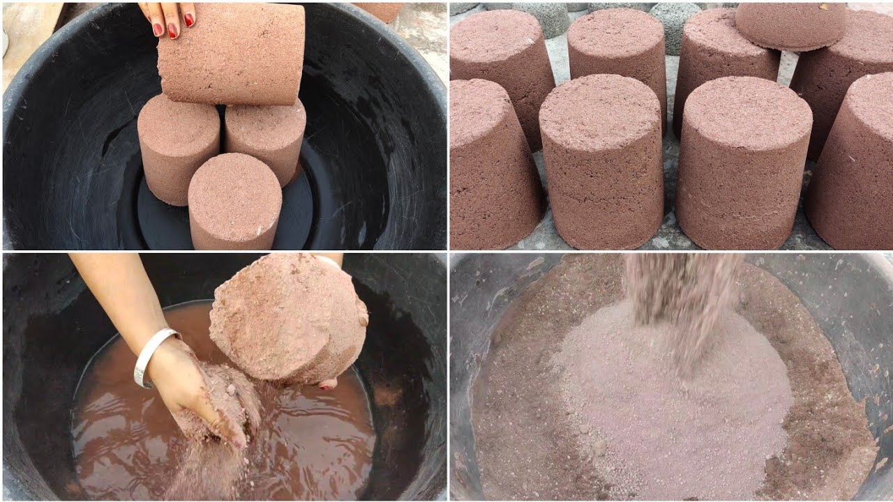 Asmr- Huge cylinders of red gritty dirt dry+water 💦 crumbling see description 🎉HBD Sep sweethearts 🎂