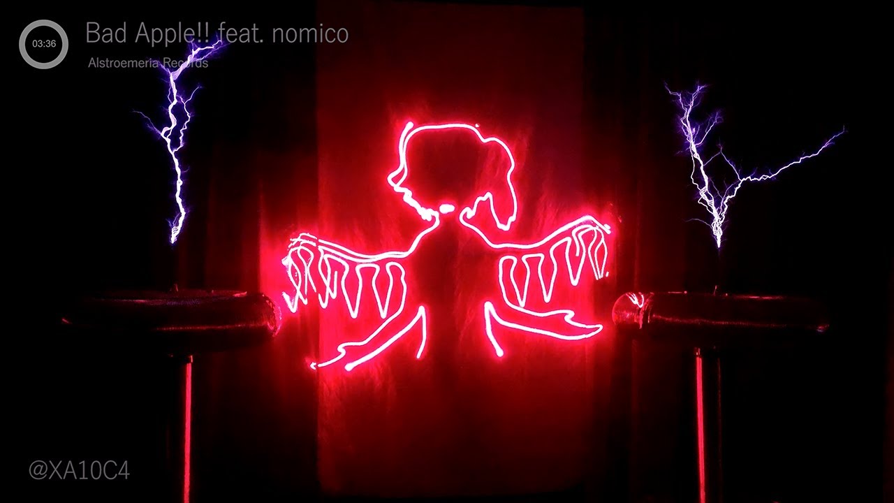 Bad Apple !! - Tesla coil + LaserShow