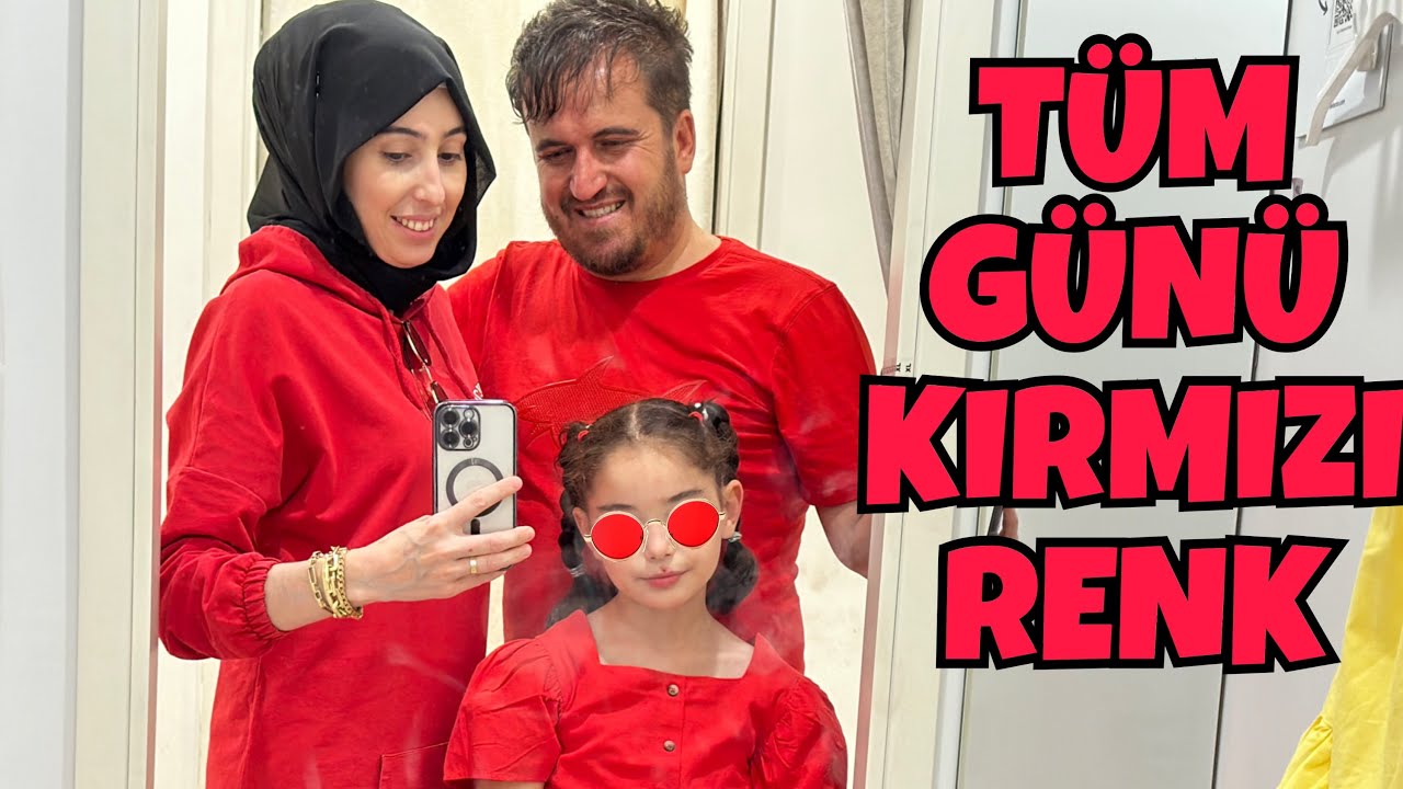 TÜM GÜN TÜM AİLEM KIRMIZI RENK CHALLENGE !! HERŞEY KIRMIZI OLSUN !!