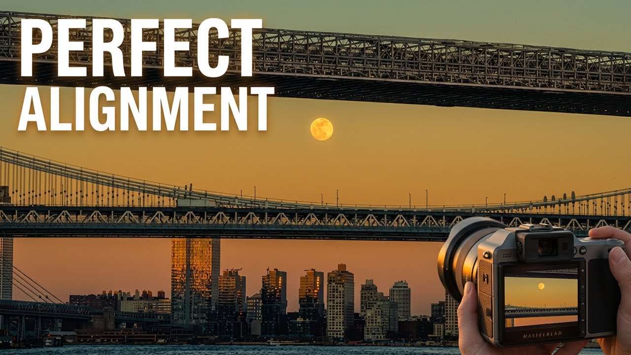 How to align the full moon between two NYC bridges POV Photography tutorial