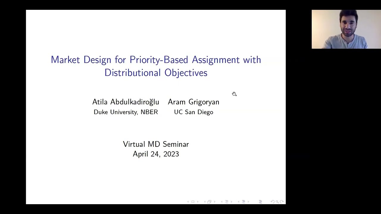Aram Grigoryan: Market Design for Priority-Based Assignment with Distributional Objectives