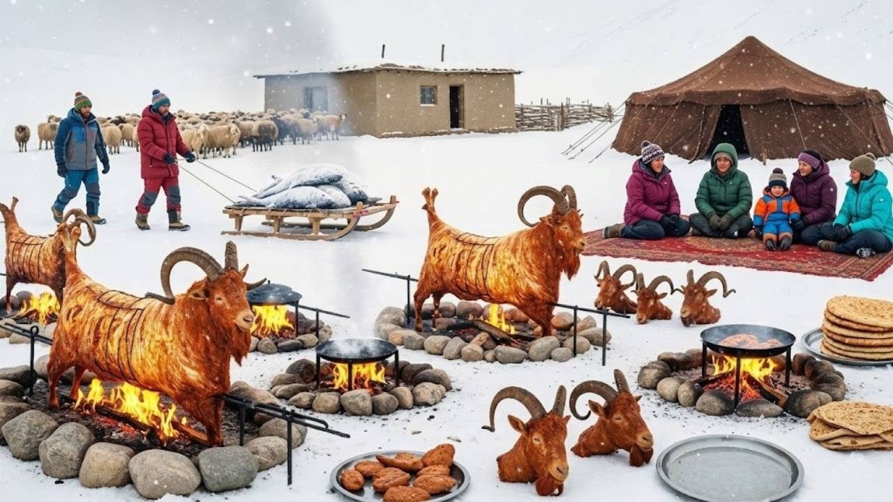 Выживание при -71°C в Афганистане | Горный козёл на огне и традиционная зимняя кухня