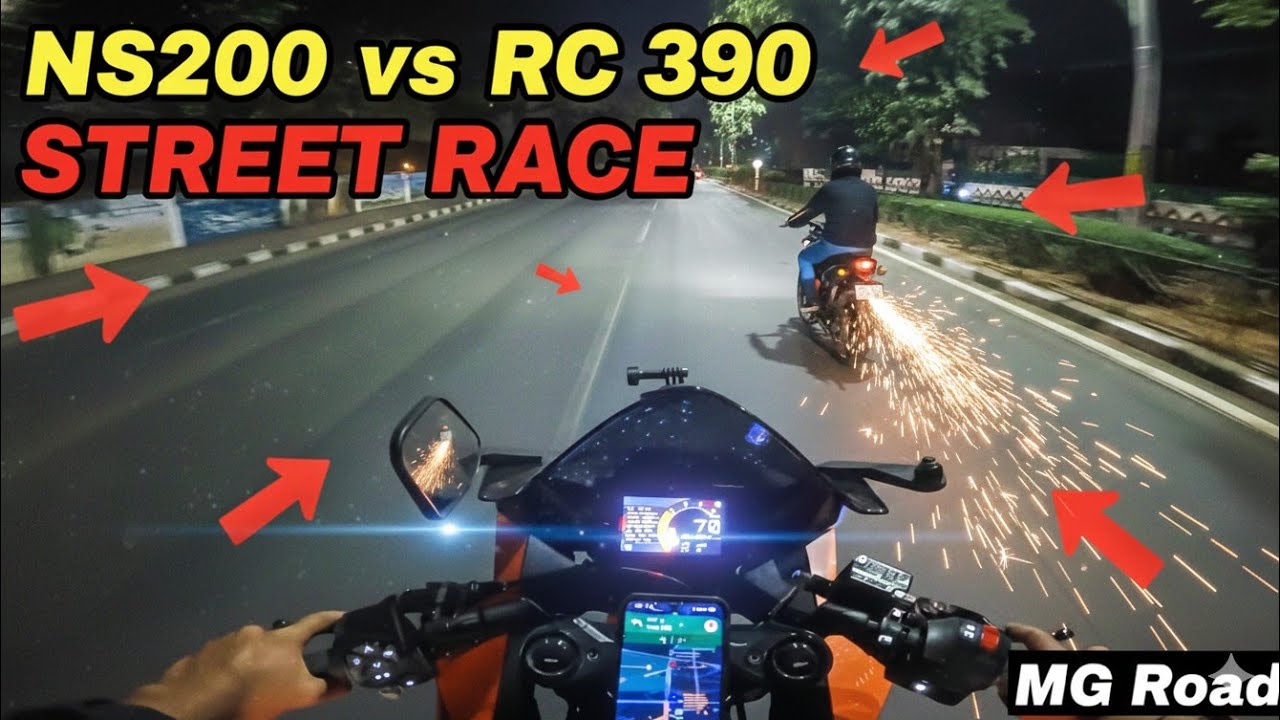 NS 200 vs RC 390 Night Street Race! 😱 Sparks Nikal Gaye! 🔥