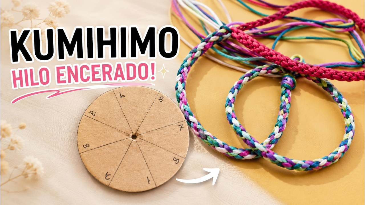Como hacer una pulsera con la técnica Kumihimo /DIY disco de cartón