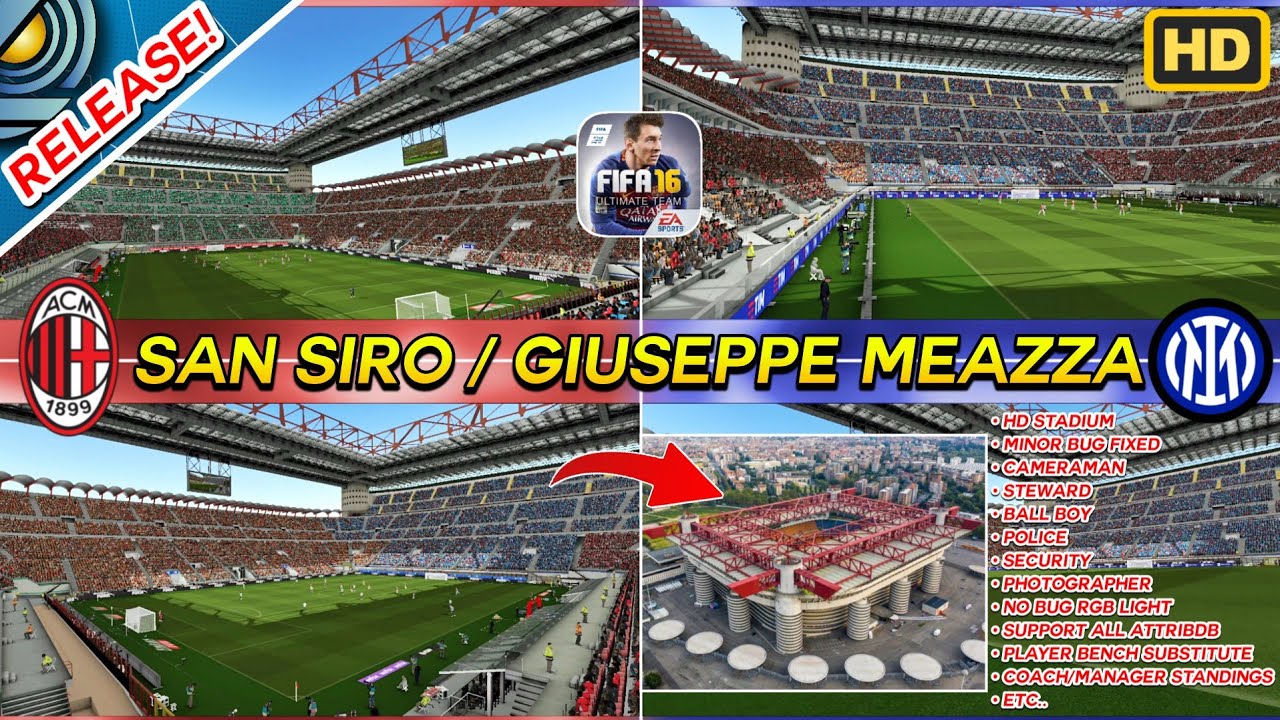FINALLY RELEASE ❗SAN SIRO / GIUSEPPE MEAZZA STADIUM 2025 HD NPC'S FOR FIFA 16 MOBILE HIGH GRAPHICS!