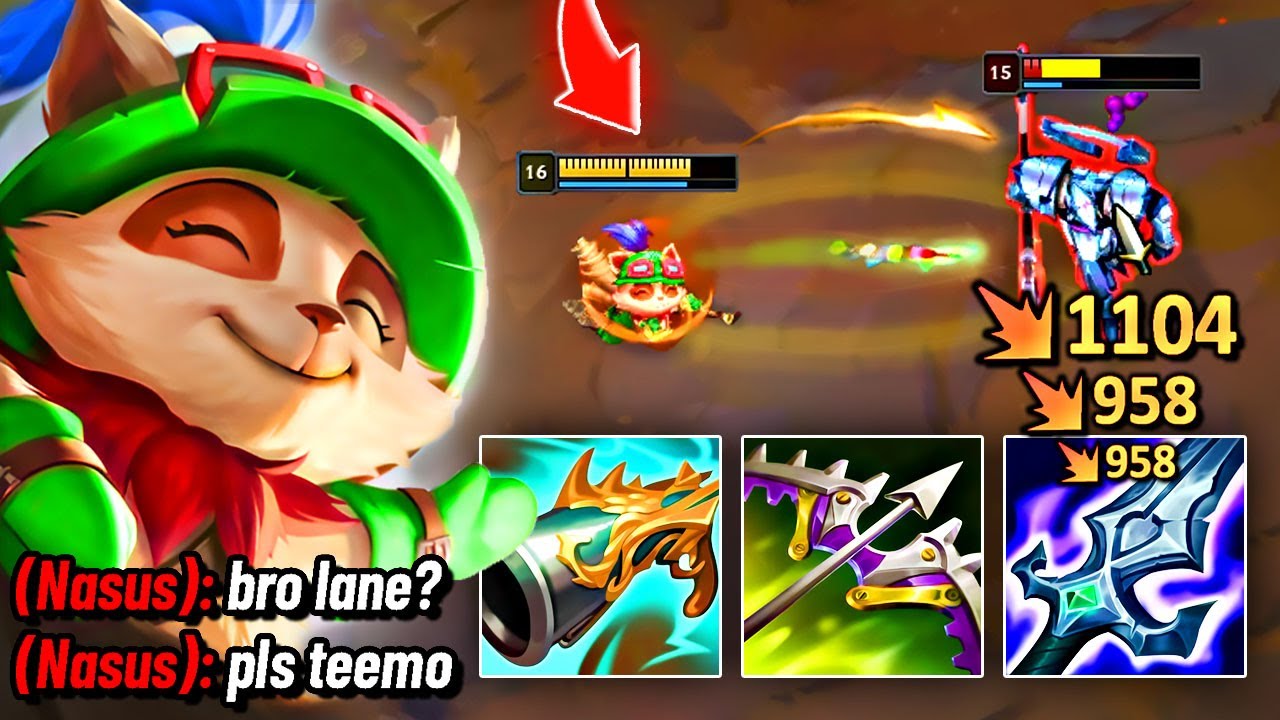 CRIT TEEMO is TOO STRONG.. (Nasus was BEGGING for BRO LANE)