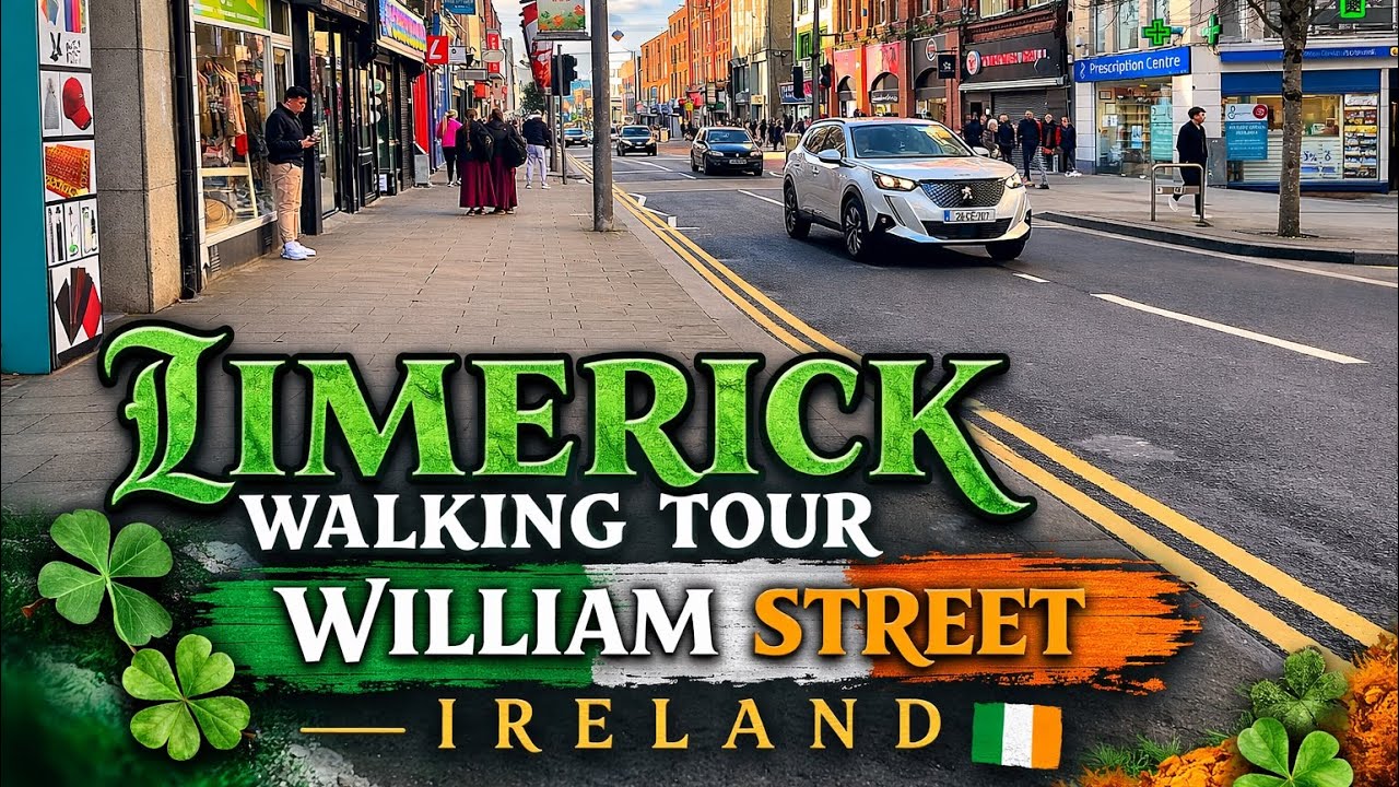 Sunny Day Walking Tour in Limerick, Ireland☀️ | William Street City Centre (4K, March 2026)