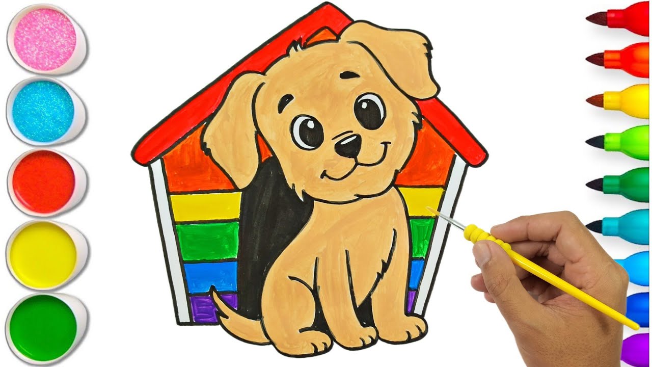 Я покажу вам, как нарисовать милую собачку и домик! 🐶🏠