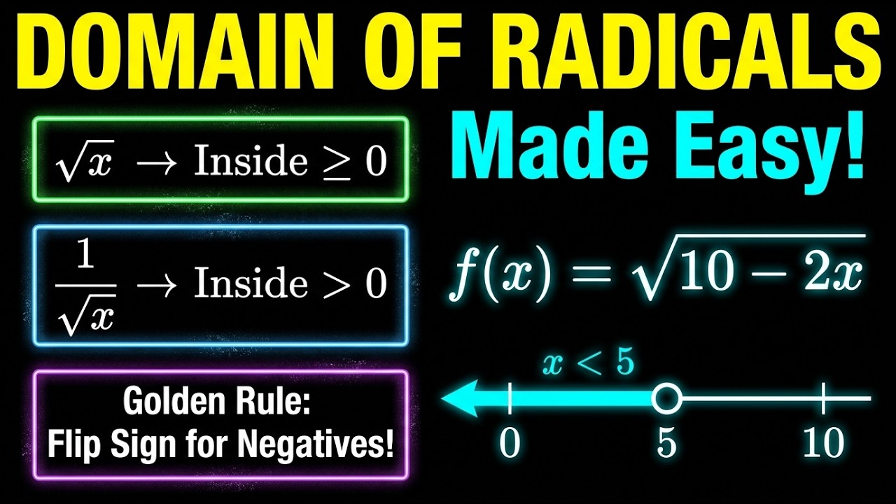 How to Find the Domain of a Radical Function | Algebra & SAT
