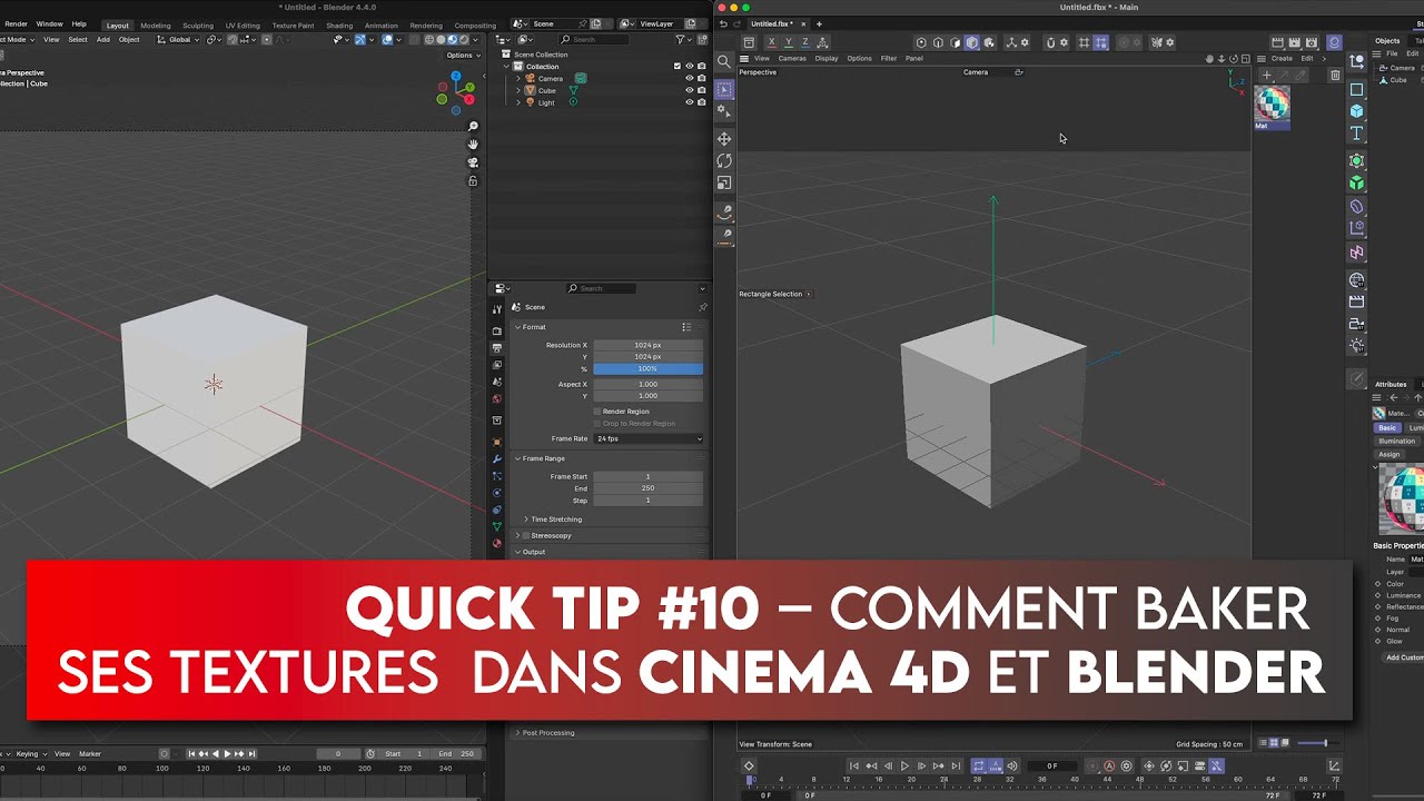 QUICK TIP #10 – Enregistrer une texture projetée depuis une caméra dans C4D et Blender