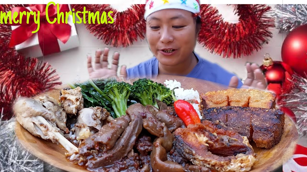 PORK FATS, INTESTINE, LOCAL CHICKEN, FISH ||CHRISTMAS FEAST||northeast naga mukbang