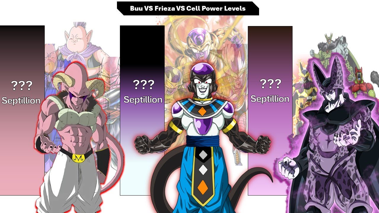 Buu VS Frieza VS Cell Power Levels All Forms