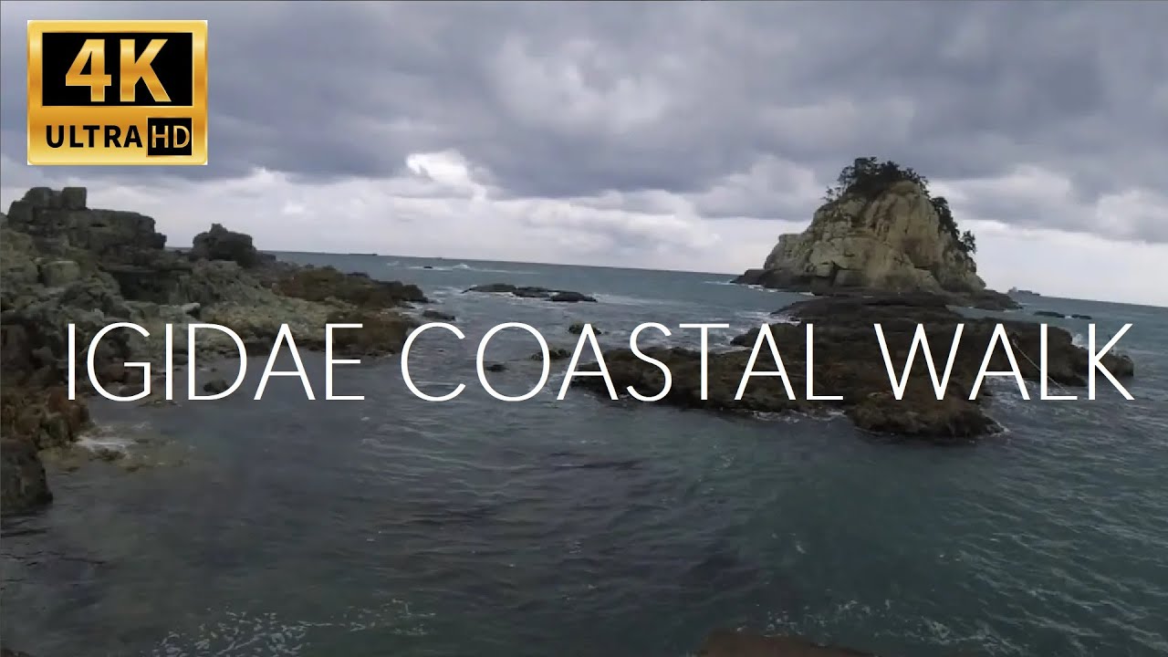 4K Igidae park coastal walk busan! Breath taking rock cliffs in the ocean!