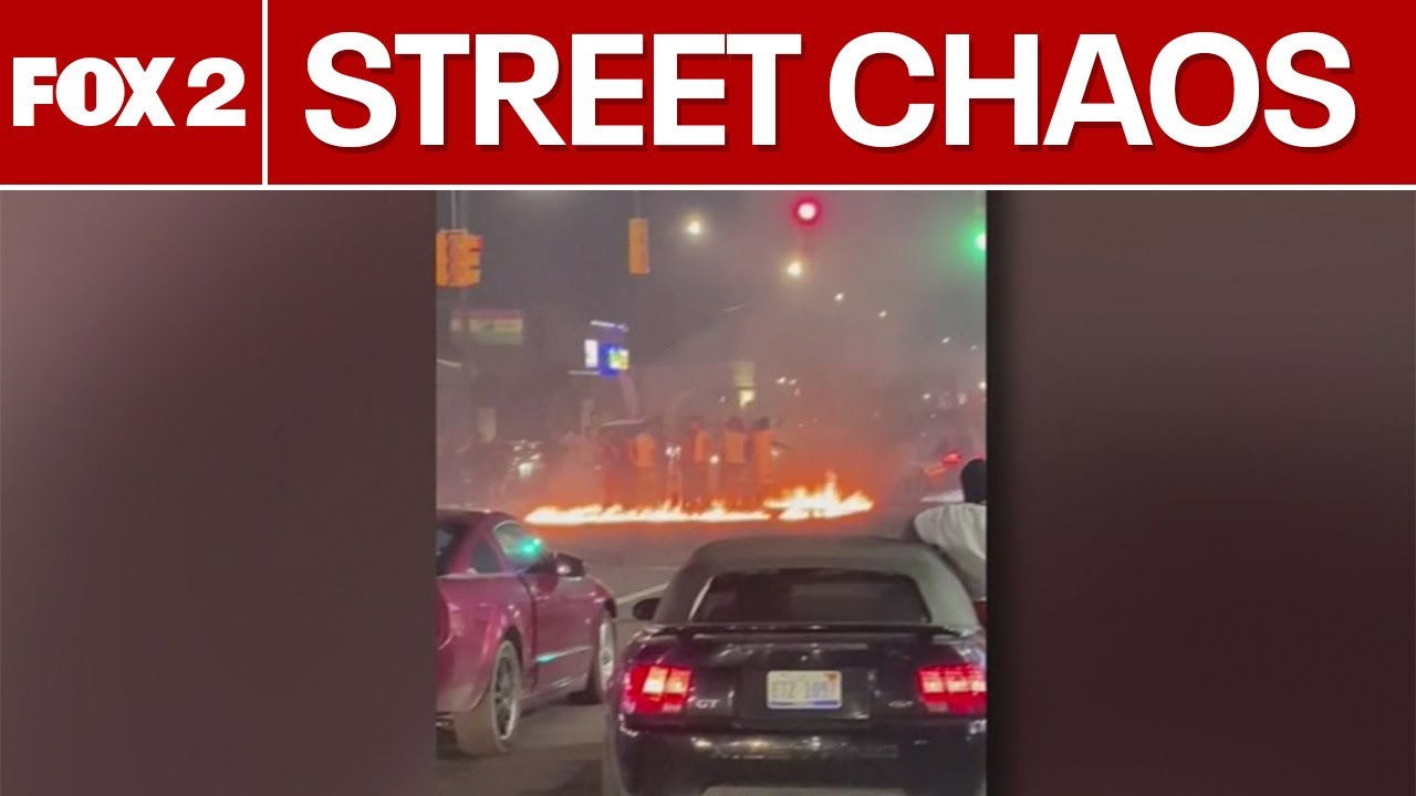 Chaos in Detroit neighborhood as hundreds takeover street