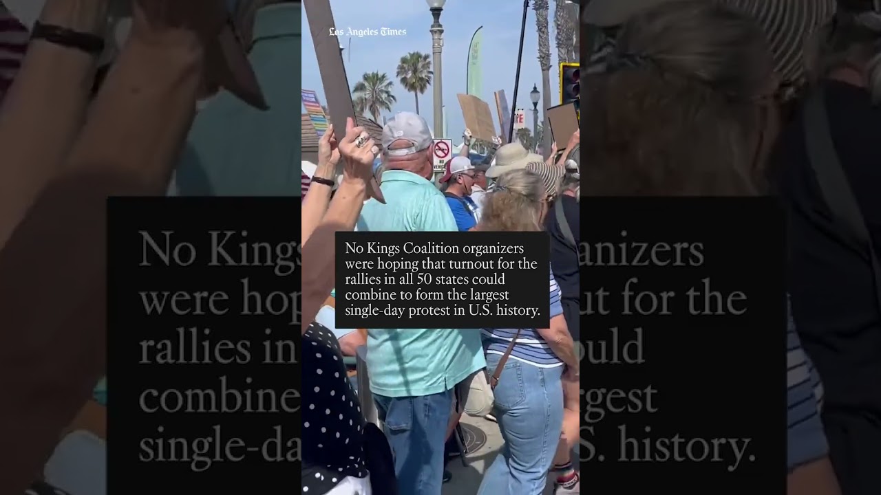 Thousands protest Trump at &lsquo;No Kings&rsquo; rally in downtown Los Angeles