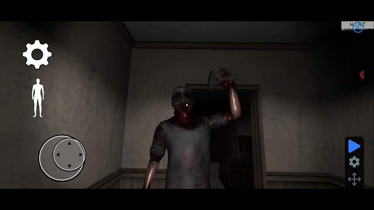 Goofing off in grandpa horror mask
