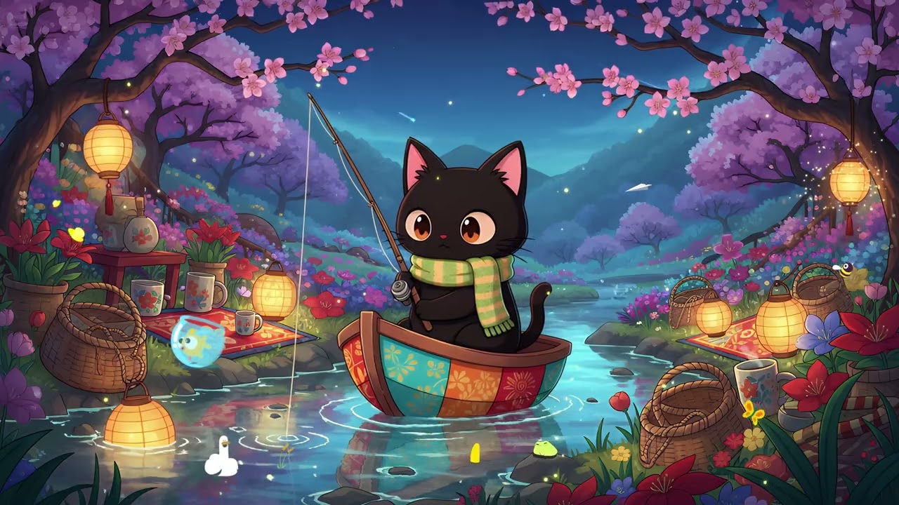 Peaceful River Journey with Milo 🌙 Cozy Lofi Beats 🐾 to Study, Sleep & Unwind