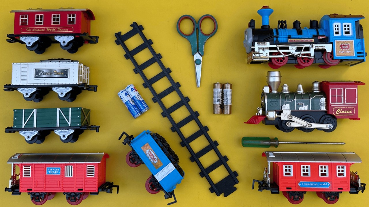 merakit mainan kereta api classic train thomas dan kereta uap classic-ASMR cinematic train