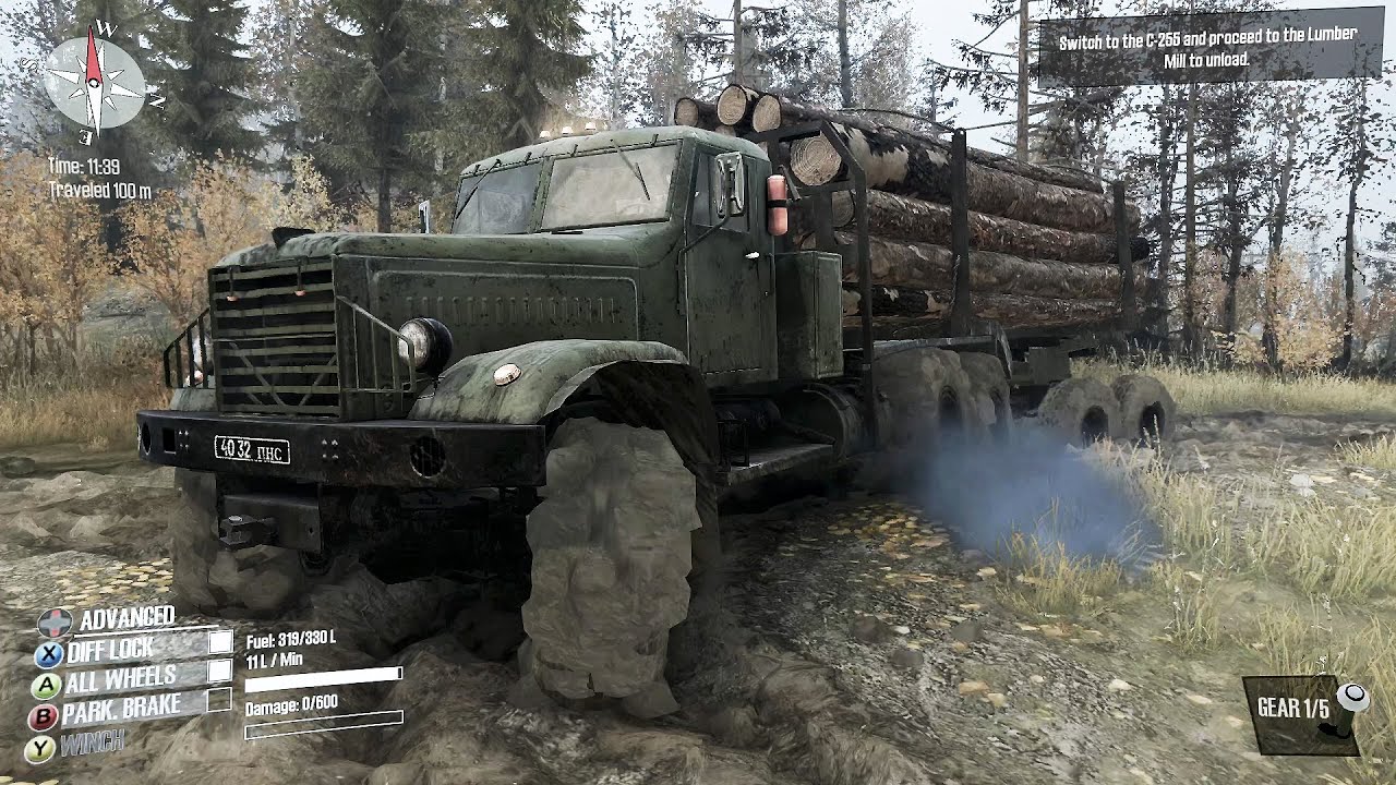 Spintires: MudRunner - Logs Delivery | Repair and Refuel | Quick Challenge | 3 Stars | Pumpkin Found