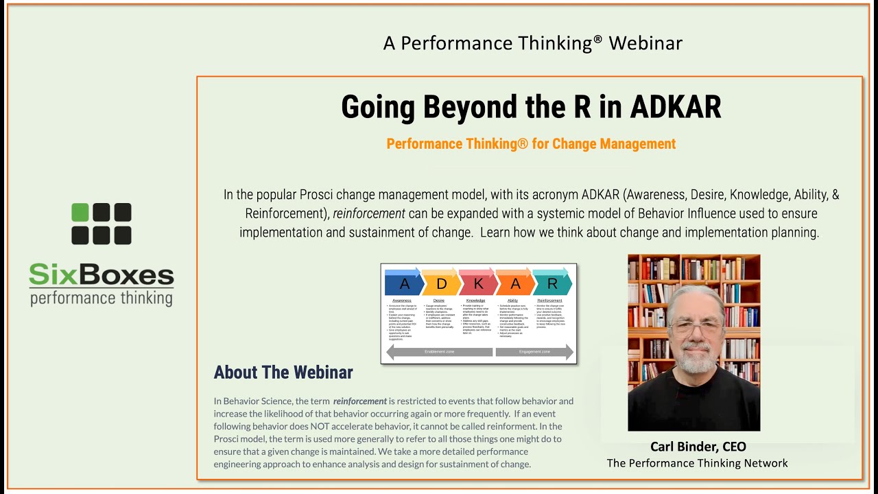 Going Beyond the R in ADKAR - Change Management & Implementation Planning with Performance Thinking®