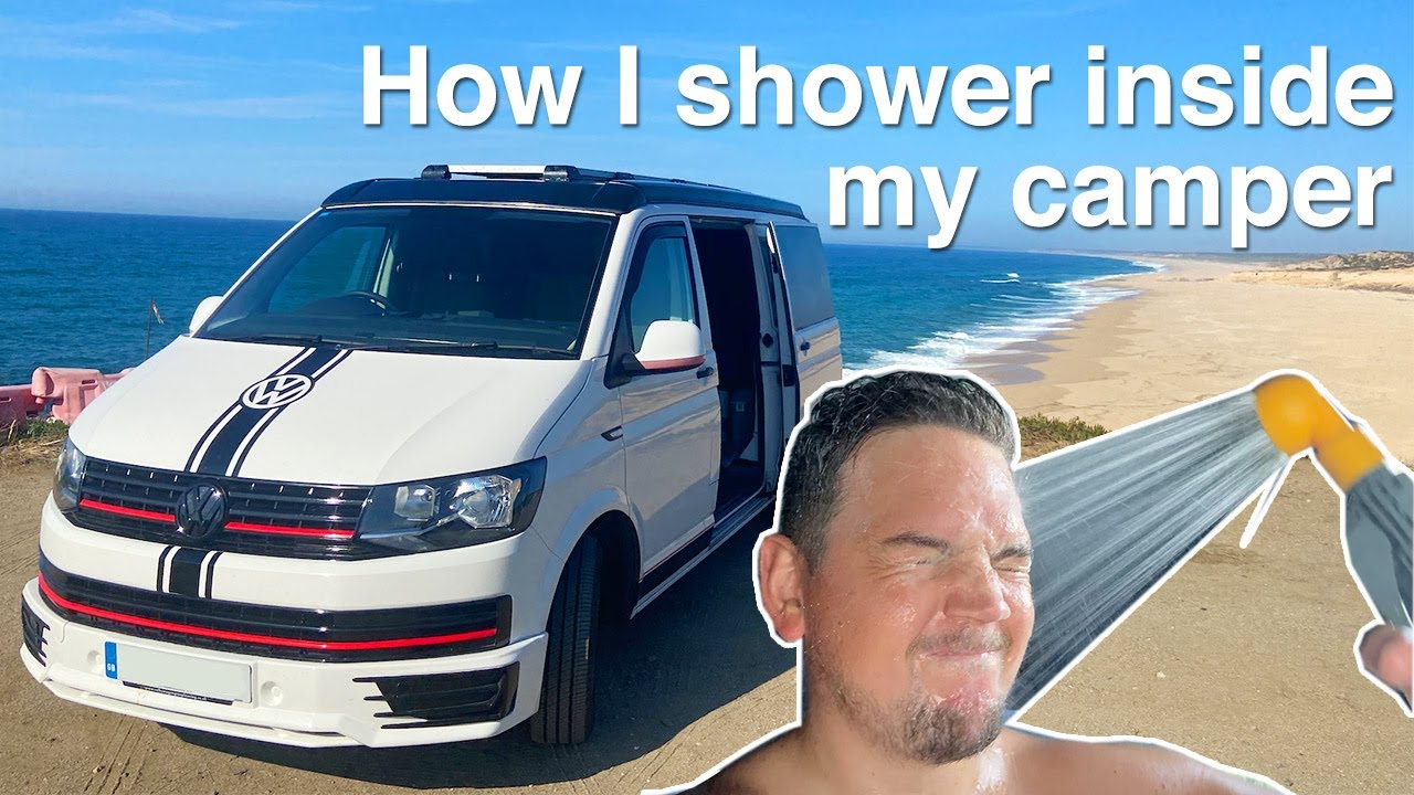 How to take a shower INSIDE a small camper; how i take a HOT shower in my vw T6 campervan
