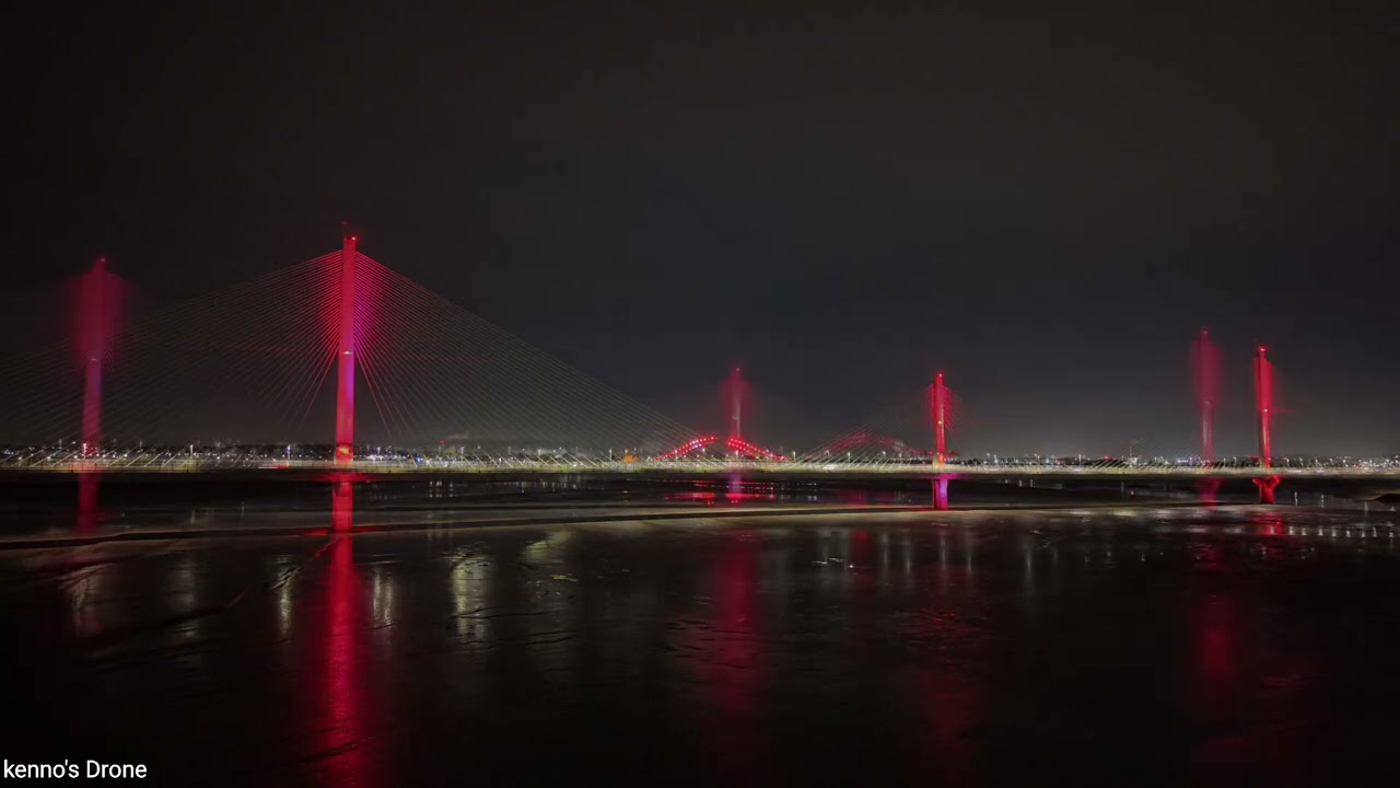 Mersey gateway bridge lit up red for Chinese new year 