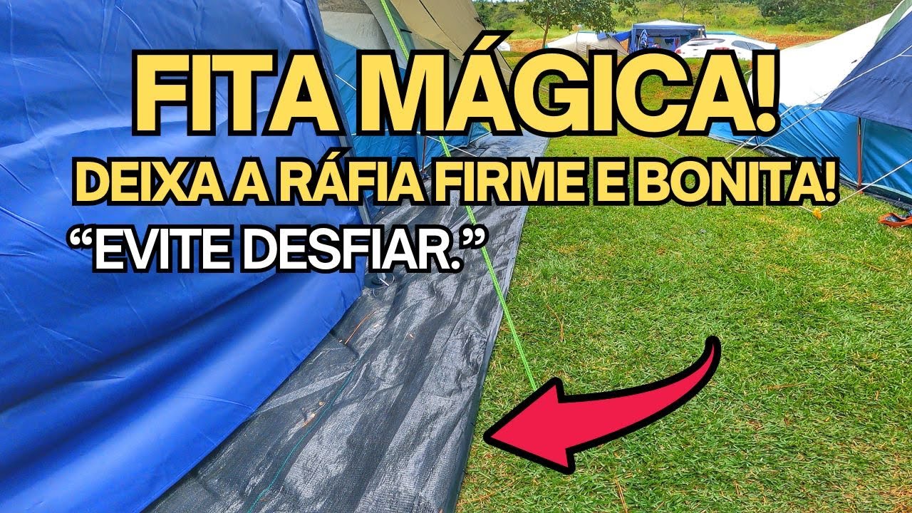COMO EVITAR QUE A RÁFIA DE SOLO DESFIE NO CAMPING | DICA SIMPLES COM FITA DE DEMARCAÇÃO