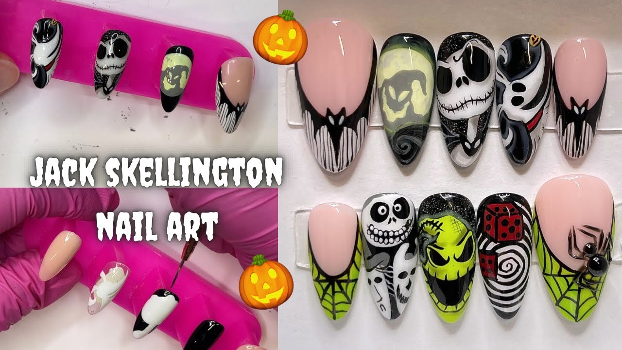 Дизайн ногтей Джека Скеллингтона! ☠️🎃 Маникюр на Хэллоуин