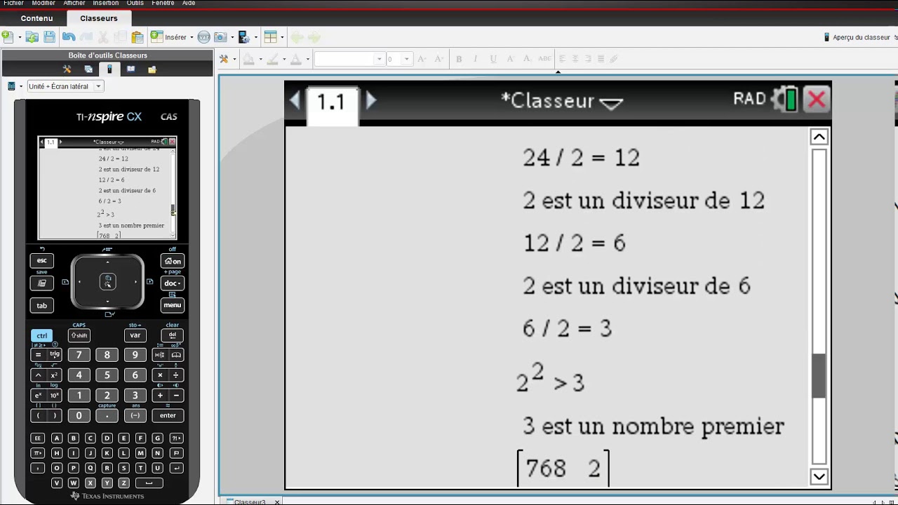 Arithmetique avec sa TInspire CX CAS