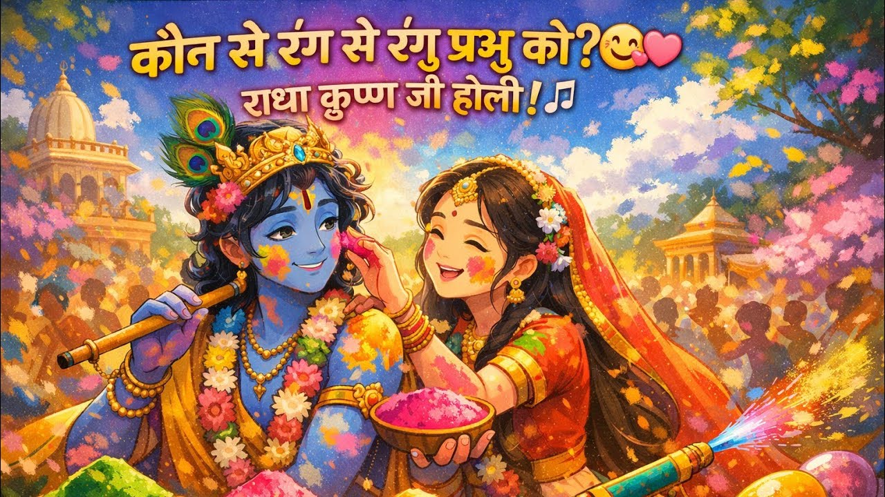 💖 कौन से रंग से रंगु प्रभु को🤗। राधा कृष्ण होली🎶।Holi Bhakti Song। #holi #radhakrishna #viral #radha