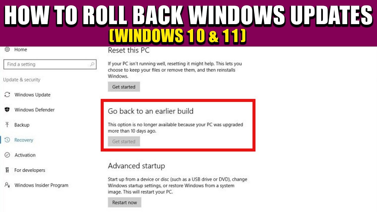 Как откатить обновления Windows (Windows 10 и 11)