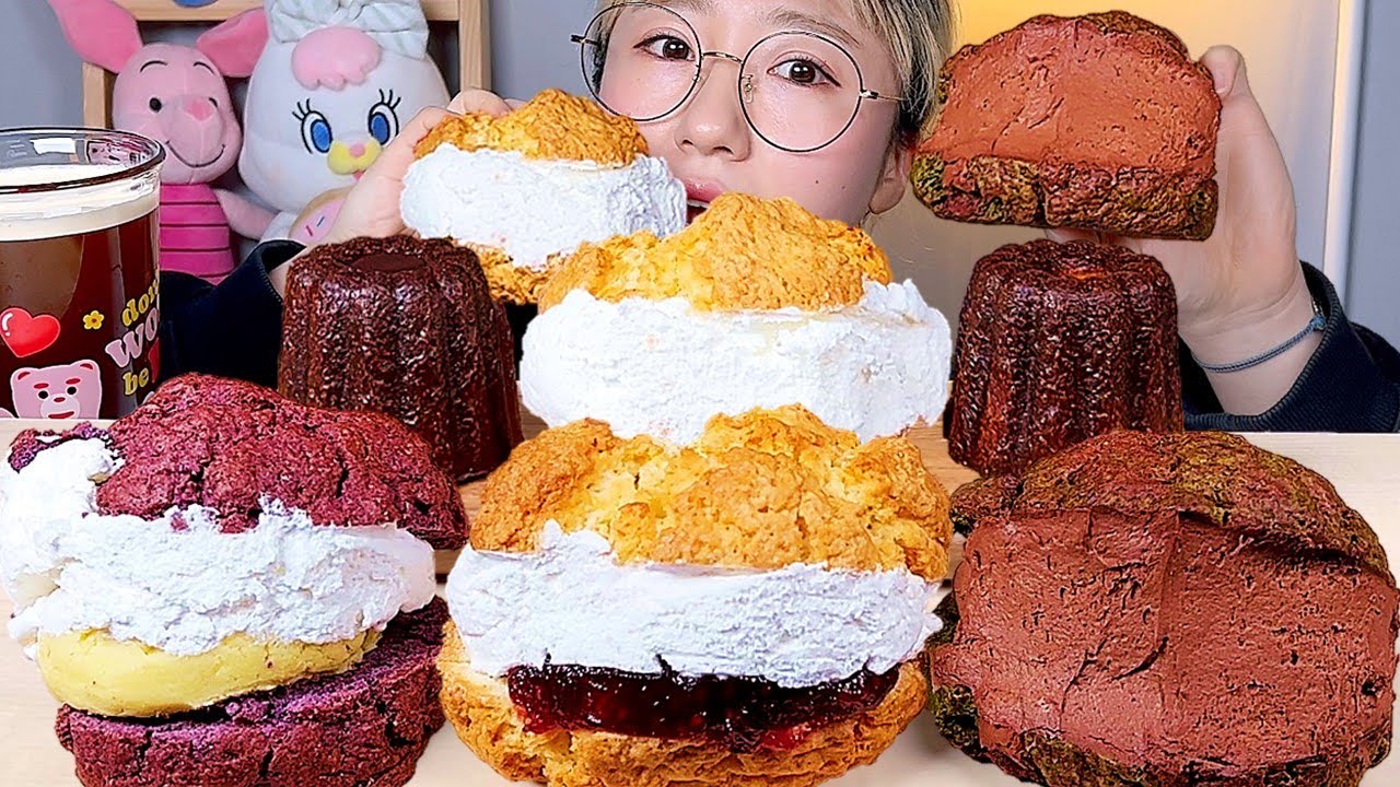 우유 생크림 스콘🍼 까눌레 디저트 먹방 Dessert Mukbang | Milk cream scones | ミルク生クリームスコーン