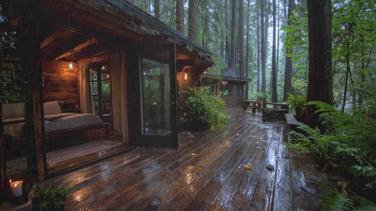 Peaceful Rain Sounds at a Cozy Wooden Cabin | Sleep Instantly & Reduce Anxiety