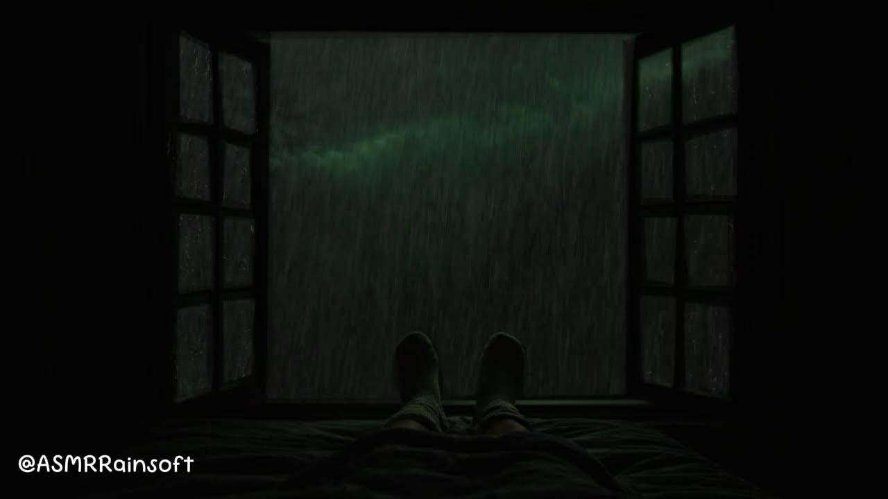 Peaceful Rain in Outside the Bedroom Window | Warm Quiet Night and Relax for Sleeping