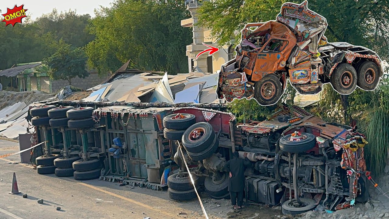 Overloaded Pakistani Truck Lost Balance | Heavy Cargo Scattered All Over the Road!