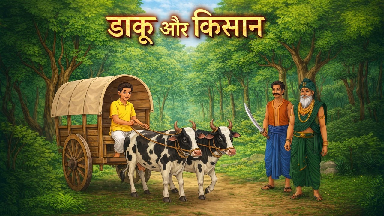 डाकू और किसान की कहानी | Hindi Moral Story | Village Cartoon