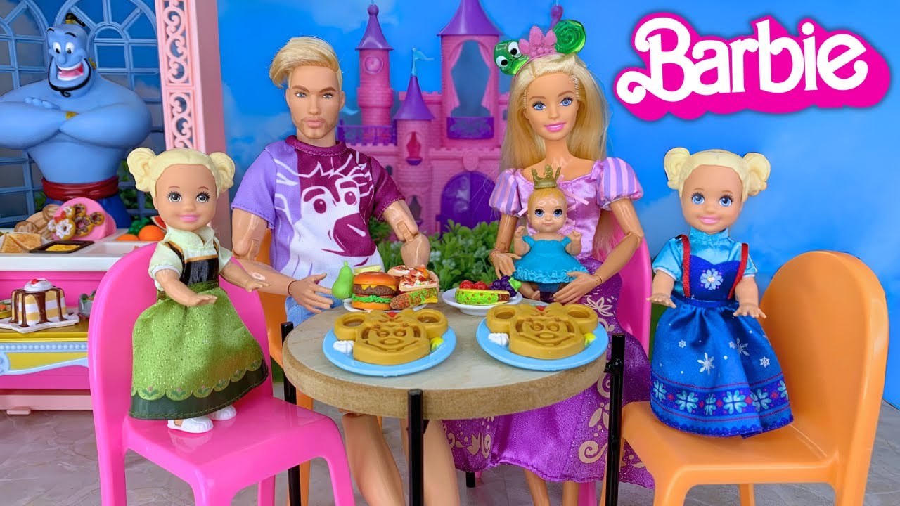 Barbie & Ken Doll Family Disney Hotel Vacation and Princess Makeovers