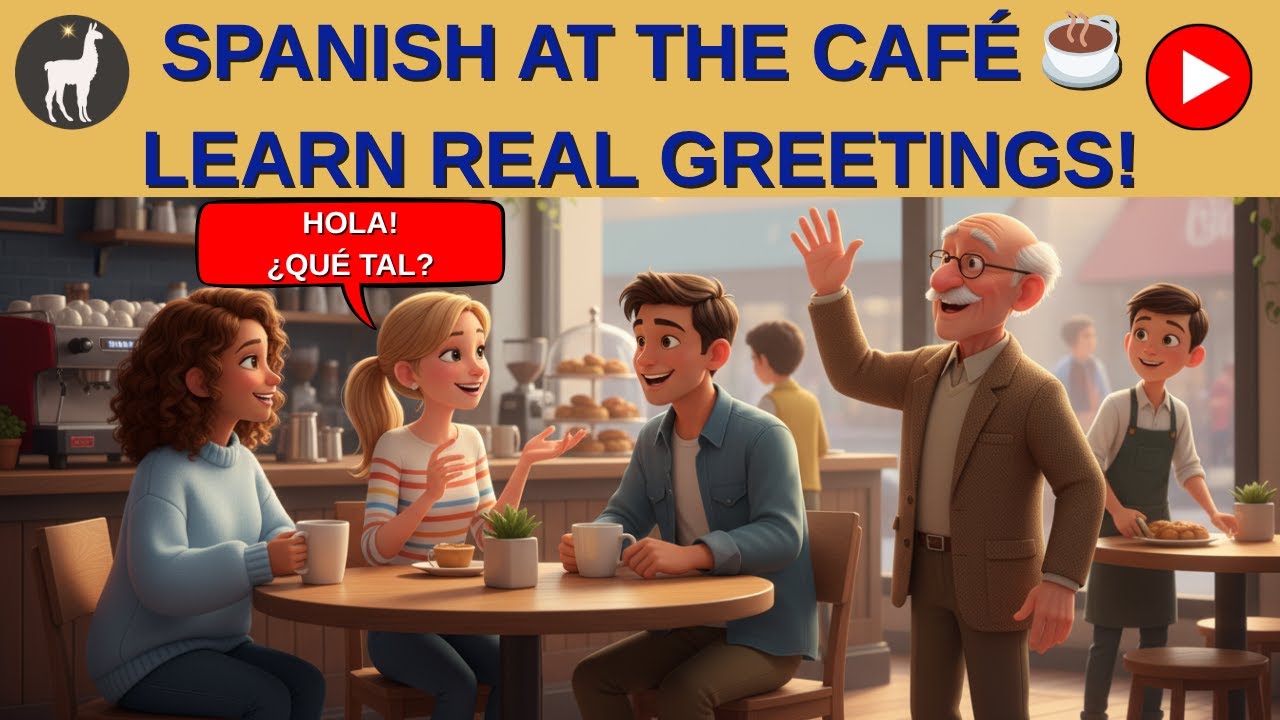 Spanish Greetings at the Café ☕ | Real-Life Dialogue with Subtitles