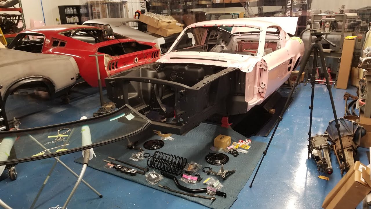 Installing Windows in Pink 1967 Mustang Fastback