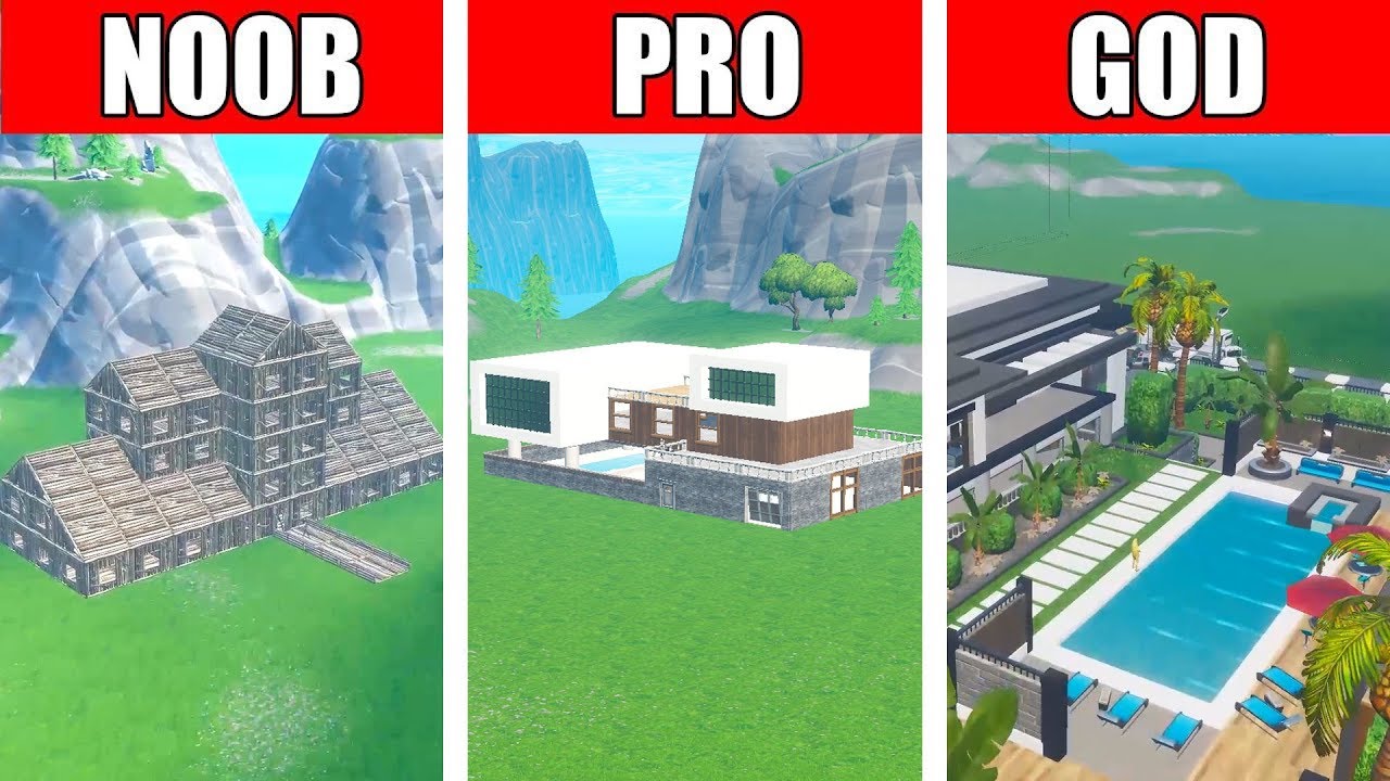 Fortnite NOOB vs PRO vs GOD: MODERN MANSION HOUSE BUILD CHALLENGE in Fortnite