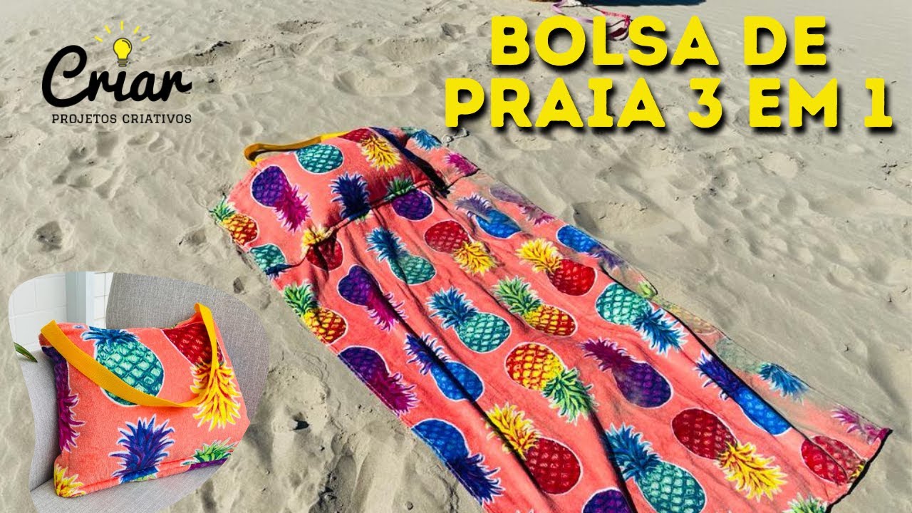 BOLSA DE PRAIA 3 em 1 | Faça Você Mesmo |  Diy | Beach bag