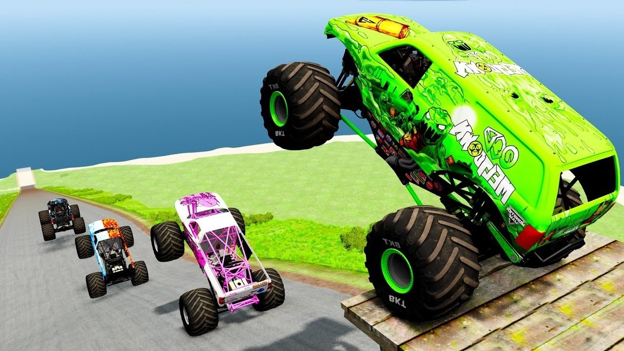 Epic High-Speed Monster Trucks Crazy Jumps & Crashes in BeamNG.drive #018