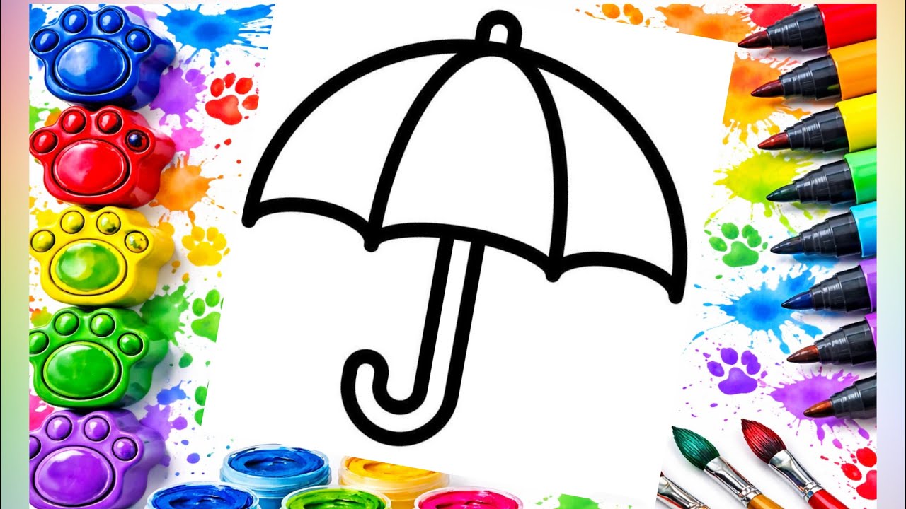 How to Draw a Simple Umbrella for Kids | Easy Step by Step