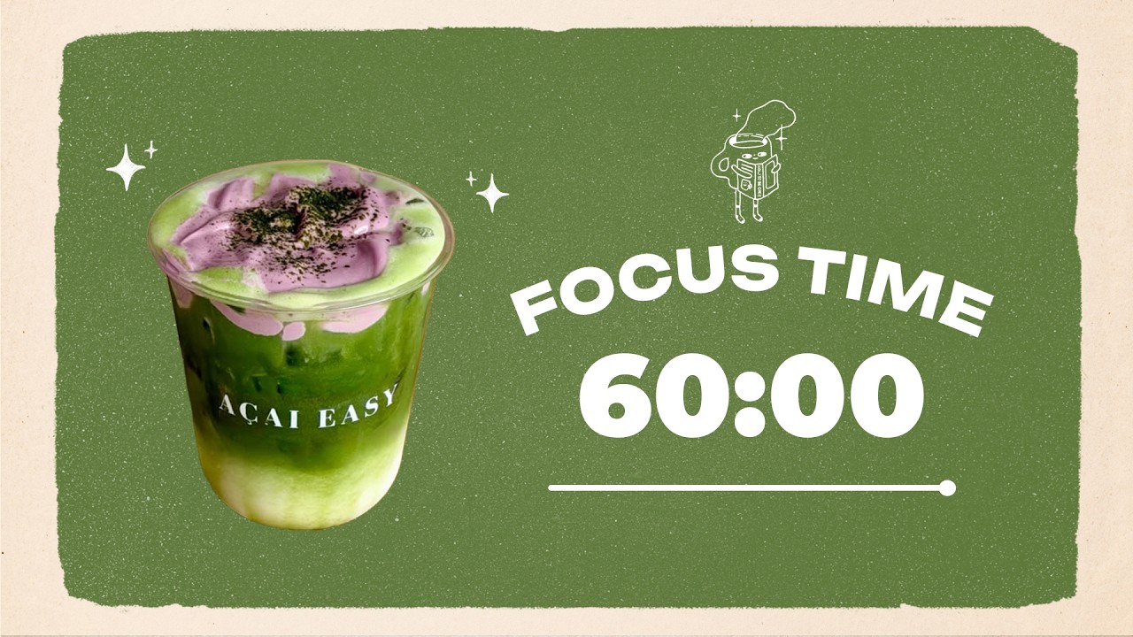 💜 Study with Me | Blueberry Matcha Latte | 60/10 Timer | Chill Lo-fi 🎶 | 4 Hour Focus Session