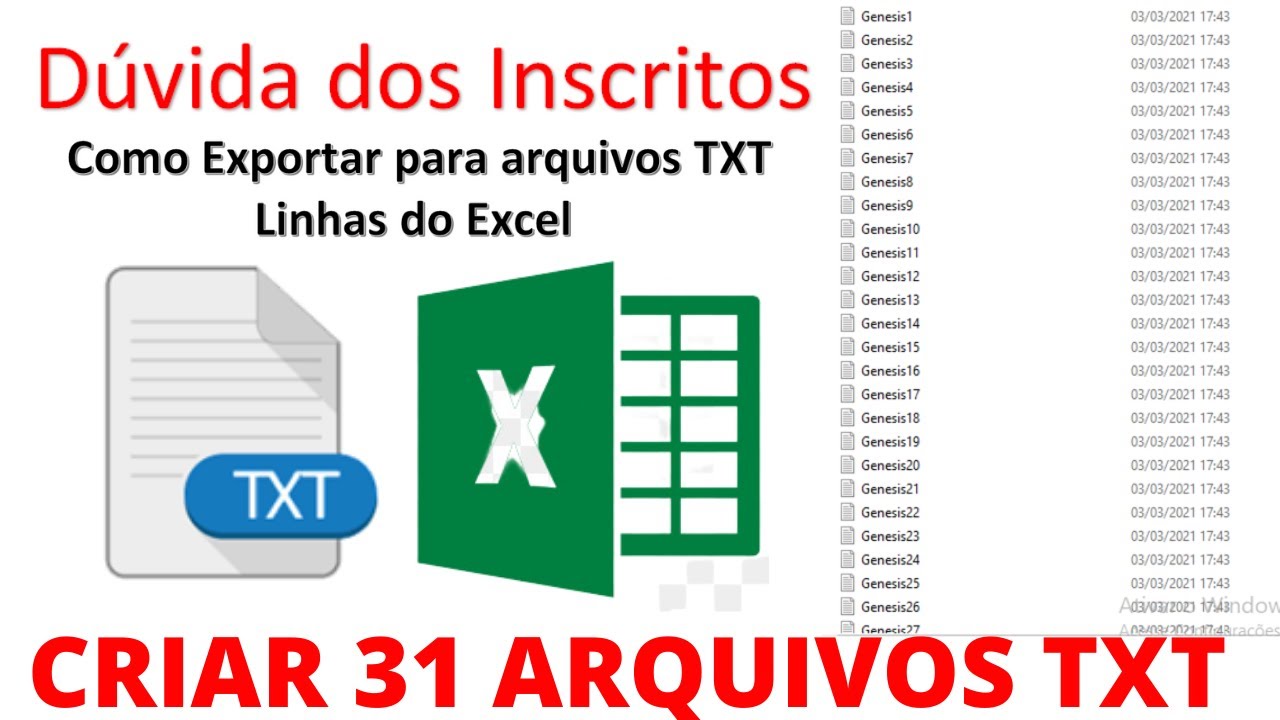 Macro para Exportar vários arquivos .TXT para o EXCEL | Como Exportar dados do Excel para TXT