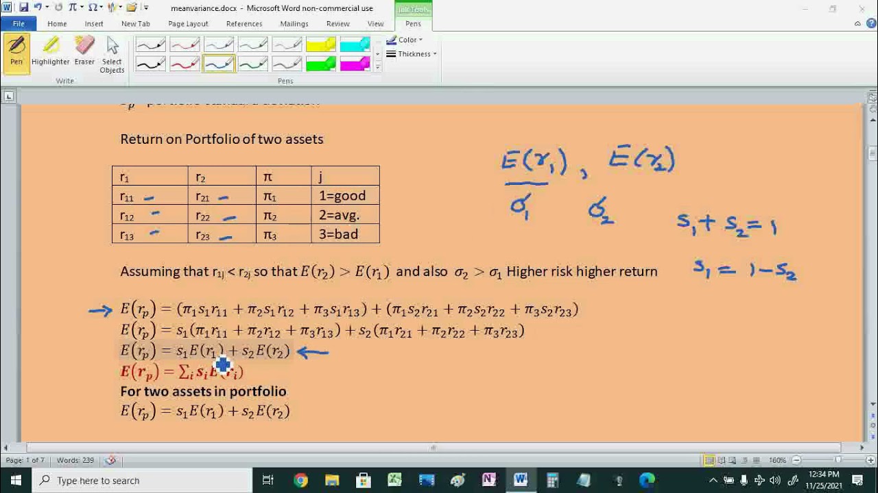 mean variance approach