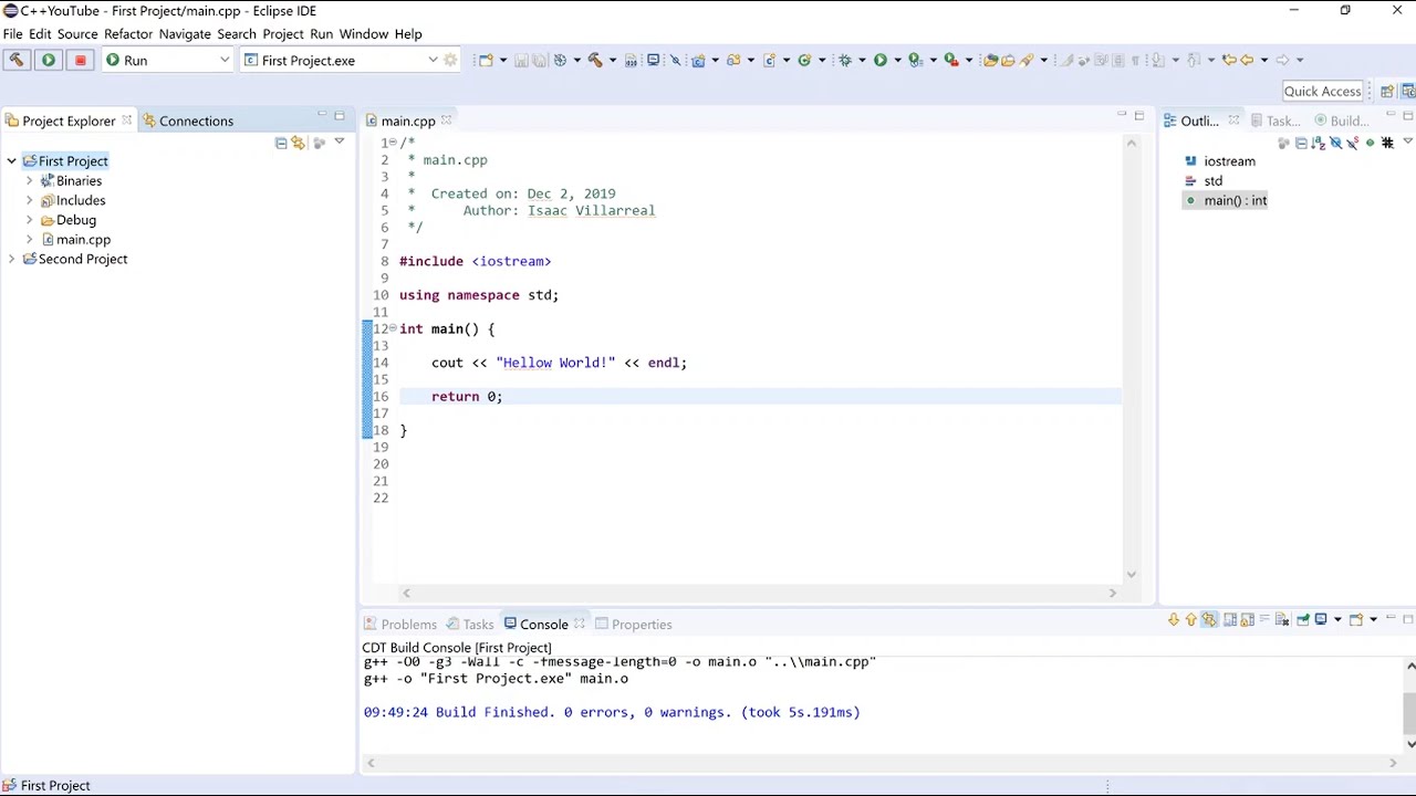How to Create a C++ Program in Eclipse