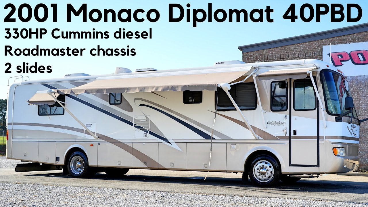 2001 Monaco Diplomat 40PBD A Class 330HP Cummins Diesel Pusher from Porter’s RV Sales - $42,900
